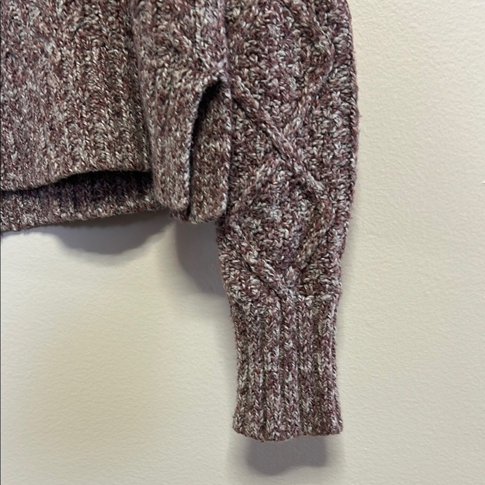 American Eagle Outfitters Cable‎ Knit Fisherman Sweater Academia Mauve Women's M - Picture 4 of 4